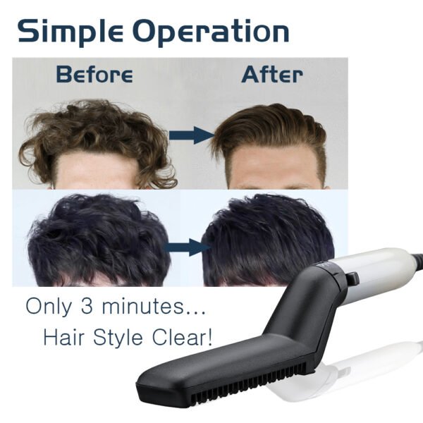 Electric Hair Straightener Brush,Men Quick Beard Straightener Styler Comb,Hair Straightening,Curly Hair Straightening Comb,Side Hair Detangling,Multifunctional Hair Curling Curler - Image 7